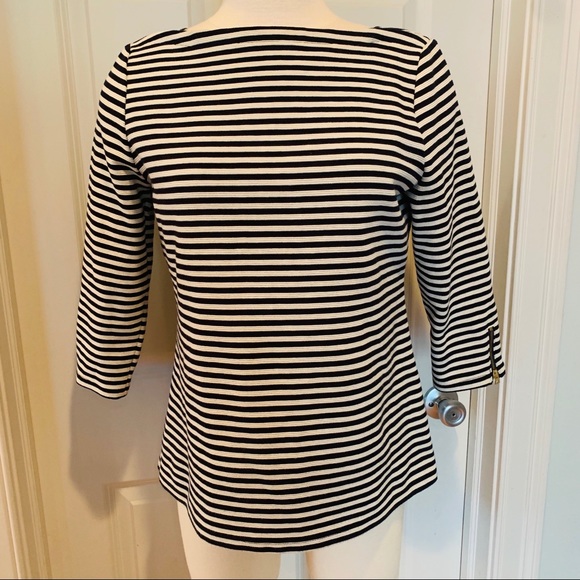 Talbots Tops - Talbots | Black White Pin Strip Boat Neck Medium P